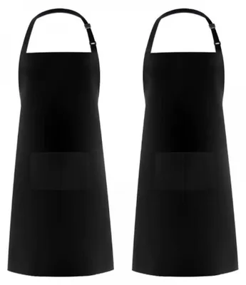 Produktbild von 2er-Pack schwarze Schürzen, Küchenschürzen, Café-Schürzen, Grillschürzen mit Blumenmuster, Arbeitskleidung, Nackenschürzen