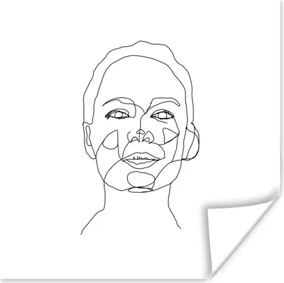 Produktbild von MuchoWow® Poster Frau - Linienkunst - Abstrakt 100x100 cm - Babyzimmer