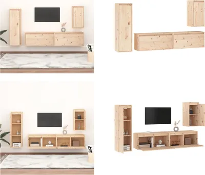 Produktbild von vidaXL TV Schränke 4 Stk. Massivholz Kiefer - TV-Schrank - TV-Schränke - TV-Schrank Holz - Hängeschrank