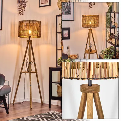 Produktbild von Obenetto Stehlampe aus Holz/Bambus in Naturfarben, Leuchte im Boho-Style