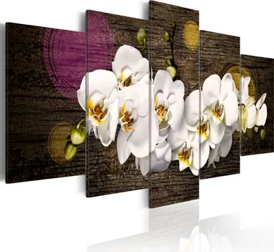Produktbild von Leinwandbilder Abstrakt 200x100 cm Vlies Leinwandbild 5 tlg Kunstdruck modern Wandbilder XXL Wanddekoration Design Wand Bild - Blumen Orchidee Textur 020110-50
