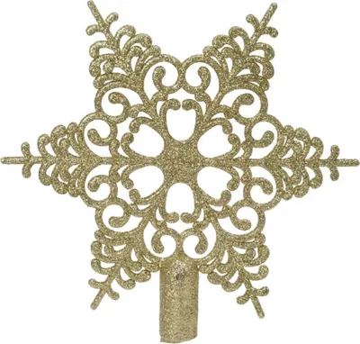Produktbild von Bruchfeste Weihnachtsbaumspitze Barock Stern Goldfarben mit Glitter - Kunststoff