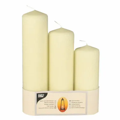 Produktbild von 3 Kamin-und Laternenkerzen Ø 70 mm elfenbein