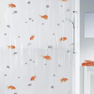 Produktbild von Famanu Duschvorhang Goldfisch-Motiv - 100% PVC - Transparent - 180 cm x 200 cm