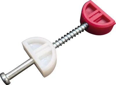 Produktbild von Möbelverbinder mit Schraube 4,2x55mm - Universalvebinder für Möbel, Kunststoff rot/weiß - 100 Stück