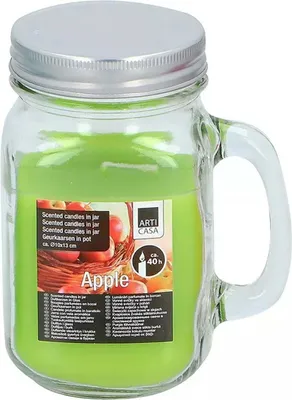 Produktbild von Articasa, Duftkerze Apfel 40h im Glas mit Deckel, angenehm fruchtig, Grün