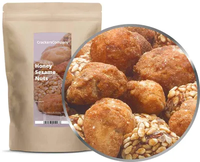 Produktbild von CrackersCompany Honig-Sesam-Nüsse (Honey Sesame Nuts), ZIP-Beutel 600 g