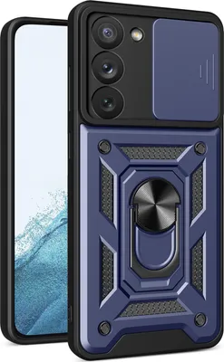 Produktbild von Galaxy S23 Hülle mit 360° Drehbarer Magnetische Ring Ständer Halter Dia Kameraschutz TPU Bumper Silikon Schutzhülle für Samsung Galaxy S23 Blau