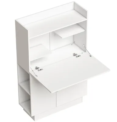 Produktbild von Klappbarer Schreibtisch mit Regalen und Schrank, 128 cm, Weiß