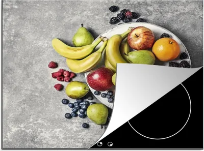 Obrázek produktu pro KitchenYeah® Krycí deska na sporák banány - ovoce - šedá, 57x51cm, dekorace do kuchyně, keramická krycí deska, krycí deska na varnou desku