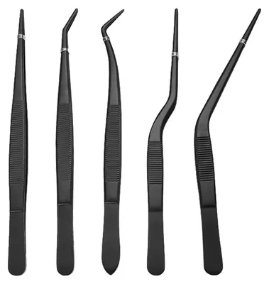 Produktbild von 5-teiliges Küchenpinzetten-Set aus Edelstahl, professionelles Kochpinzetten-Set für präzises Greifen beim Kochen, Backen, Anrichten und Dekorieren von Kuchen
