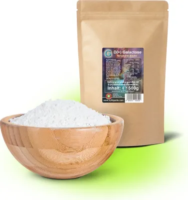 Produktbild von D-Galactose 500g feinstes Pulver | Reinheit >99% | Schleimzucker | Schweizer Markenqualität | vegan aus Akazie | hohe Löslichkeit | 45-70% Süßkraft