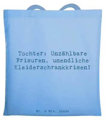 Produktbild von Mr. & Mrs. Panda Schultasche Spruch Tochter Mode - Sky Blue - Geschenk, Shopping Tasche, Laptoptasche, Liebe, Beutel, Freude, Tragetasche, handgemacht, Familienleben