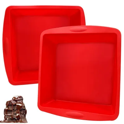 Productafbeelding van 2 stuks siliconen bakvorm, rechthoekig, antiaanbaklaag, 19,5x18x5,5 cm