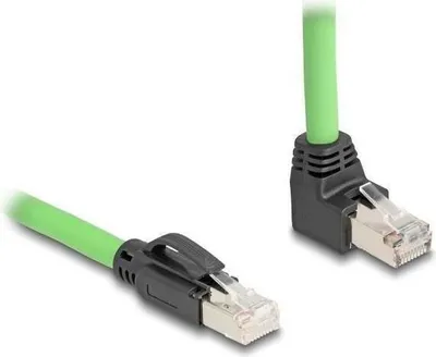Produktbild von Delock - Patch-Kabel - RJ-45 (M) gerade, ohne Haken zu RJ-45 (M) nach oben angewinkelt - 2 m - 6.8 mm - SF/UTP - CAT 6a - grün