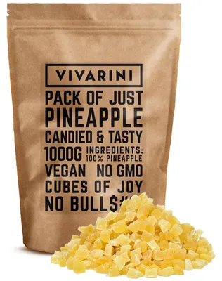 Produktbild von Vivarini - Ananas Getrocknet Kandiert 1kg - Süßer Snack Und Backzutat - Würfel Ideal Für Müsli, Kuchen & Tee - Ohne GMO