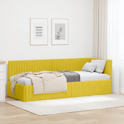 Zdjęcie produktu dla vidaXL Narożna rama łóżka z zagłówkiem żółta 80 cm x 200 cm aksamitna