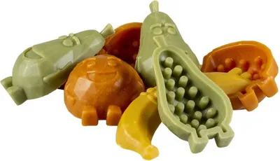 Zdjęcie produktu dla 18 sztuk á 7 cm - Garden Bites Fruity Friends - wegetariańskie gryzaki dentystyczne - kawałki owoców