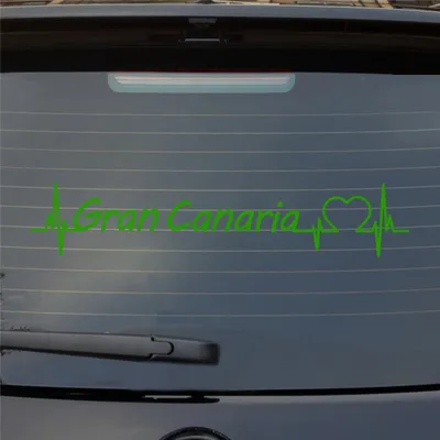Produktbild von Heckscheibenaufkleber Gran Canaria Puls Herzschlag Auto- mit Insel Motiv 55x11 cm Hellgrün Auto Aufkleber Sticker