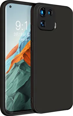 A black phone case is shown on a white background, with a smartphone partially visible inside.