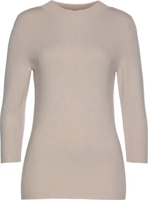 Produktbild von LASCANA 3/4 Arm-Pullover in leichter Strickqualität beige-meliert Größe 44/46