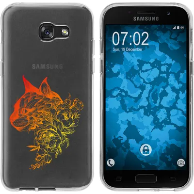 Produktbild von PhoneNatic Case kompatibel mit Samsung Galaxy A7 (2017) Silikon-Hülle Floral Katze M2-2