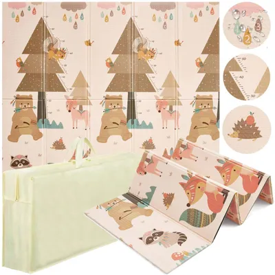Produktbild von 4FIZJO Faltbare Spielmatte, 200 x 180 cm, XPE, Baby Kinder, Wald und Ballon