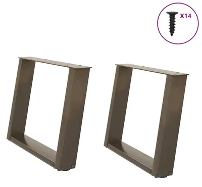 Produktbild von Couchtischbeine U-Form 2 Stk. Naturstahl 70x(42-43) cm Stahl