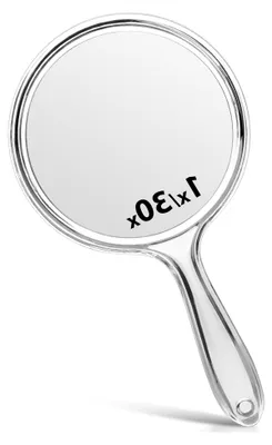 Produktbild von Doppelseitiger Handspiegel mit 1X/30X Vergrößerung, ideal für Reisen und Make-up, 21 x 11 cm (Transparent Weiß, 1 Stück)