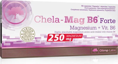 Obrázok produktu pre Olimp Nutrition Chela Mag B6 Forte Mega Caps, kapsula, vitamn B6, vitamn B9 (kyselina listov), Hork, Dospel, 250 mg