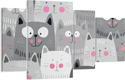 Produktbild von Bild auf Leinwand - Leinwandbild - Kittys Tiere Illustration - 120x70cm - Wand Bild - Wanddeko - Leinwanddruck - Bilder - Kunstdruck - Wanddekoration - Leinwand bilder - Wandkunst - DL120x70-2890