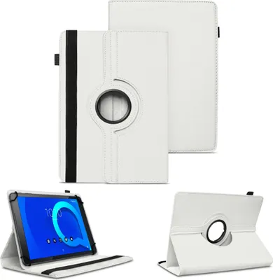 Produktbild von Tablet Tasche für Alcatel 3T 10 Hülle Schutzhülle Cover 360° Drehbar Schutz CaseFarben:Weiss