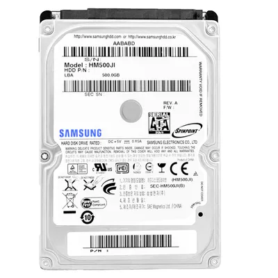 Image de Disque dur Samsung Spinpoint 2,5 pouces - Capacité de stockage de 500 Go - Interne - SATA - 5 400 tr/min - Mémoire tampon de 8 Mo - Remplaçable à chaud