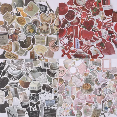 Produktbild von Sticker-Set - 480 Stück Aesthetic Aufkleber - Für Scrapbooking, Journaling und DIY-Dekoration - Vintage-Stil