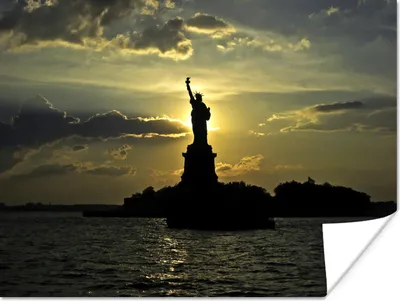 Produktbild von MuchoWow® Poster Silhouette der amerikanischen Freiheitsstatue in New York 160x120 cm - Foto Plakat