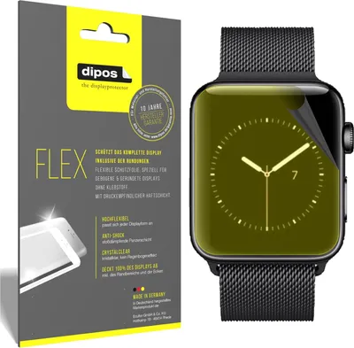 Produktbild von 3x Schutzfolie für Apple Watch Series 3 38mm Folie, 100% Displayabdeckung, dipos Flex