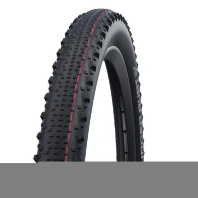 A close-up studio shot of a bicycle tire.