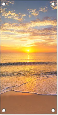 Produktbild von MuchoWow® 30x60 cm Outdoor-Poster Gartendeko Sichtschutz Garten Poster für den Garten  Strand - Sonnenuntergang - Meer