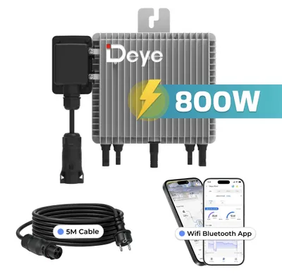 Produktbild von DEYE Mikro-Wechselrichter 800 W SUN-M80G4-EU-Q0 inkl. 5m Kabel für Balkonkraftwerk, wetterfest, Plug&Play Installation, 2 MPPT, WIFI, Micro Inverter