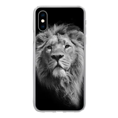 Produktbild von MuchoWow® Handyhülle Schutzhülle Hülle für iPhone X Löwe - Porträt - Schwarz - Weiß Silikon Softcase Handy Hülle - Handyhülle