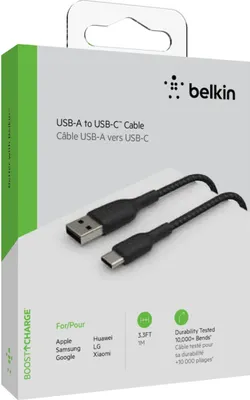 Produktbild von Belkin Boost Charge USB-A to USB-C Cable CAB002bt1MBK Čierna 1 m USB Kábel