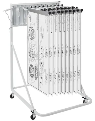 Produktbild von VEVOR Blaupause Lagerregal, Hängendes Plakatdisplay Regal 16-Tier, Vertikaler Blaupause Rollen Datei Halter 2 Rollen/Etage, Rollen Datei Lagerregal für Blaupause Karte Plakat, Mobil, Metall-d