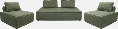 Produktbild von sweeek - 2er-Set Sessel und 2-Sitzer Sofa mit Cordbezug - Grün