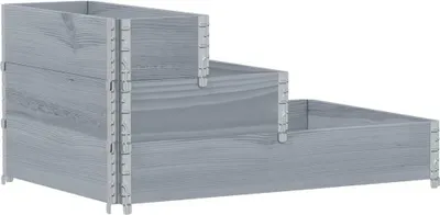 Produktbild von vidaXL Paletten-Aufsatzrahmen 3-fach Grau 120x80 cm Massivholz Kiefer