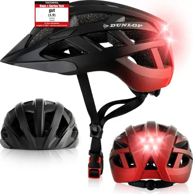 Produktbild von Fahrradhelm mit Licht - Sofort gesehen Werden - Ultraleichter Spezial Damen Herren Kinder Fahrrad Helm mit Visier und Rücklicht für hohe Sicherheit - Urban Helm Rot Gr. M