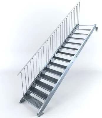 Produktbild von Stahltreppe 14 Stufen bis Höhe 280 cm, Laufbreite : 90 cm Geländer links ST 1 (31 / 31 mm)