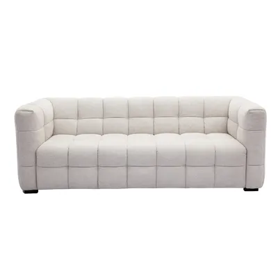 Produktbild von Miliboo - Design-Sofa mit beigem Stoff im Samtdesign 3-Sitzer CORTO
