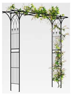 Produktbild von Metallrosenbogen, Gartenbogen für Kletterpflanzen, Torbogen für den Garten, Rosengitter als Rankhilfe, Rankgitter für Rosenspalier, Rankbogen für Hinterhof und Veranda bei Hochzeiten und Partys (206x53x206cm, Schwarz)