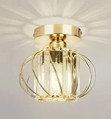 Produktbild von Moderne Kristall-Deckenleuchte, E27, LED-Deckenlampe, Mini-Kristall-Kronleuchter für Küche, Esszimmer, Schlafzimmer, Flur, Eingangsbereich (Gold)