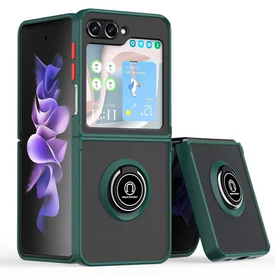 Immagine prodotto di Per Samsung Galaxy Z Flip7 FE / Flip6 5G Shadow Design TPU + PC Custodia protettiva Verde Scuro